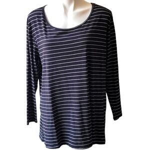 Terra & Sky 3/4 sleeve Striped top Black & White Size 16W/18W